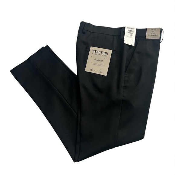 REACTION KENNETH COLE Black  Slim Fit Dress Pants 32 / 30 NWT - Picture 1 of 8